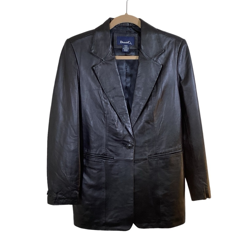 Denim & Company Women’s Black 100% Leather Jacket.  Size XS
